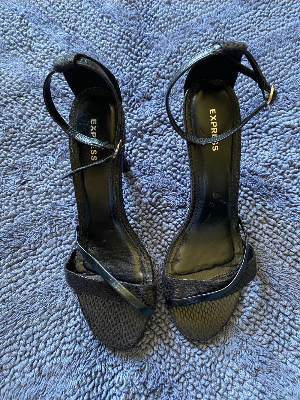Express Black Strappy Ankle-Heel Sandals